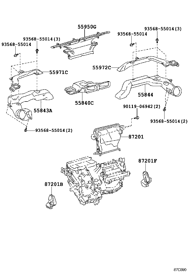 55844-52280 DUCT, HEATER TO REGISTER, NO.2 product image