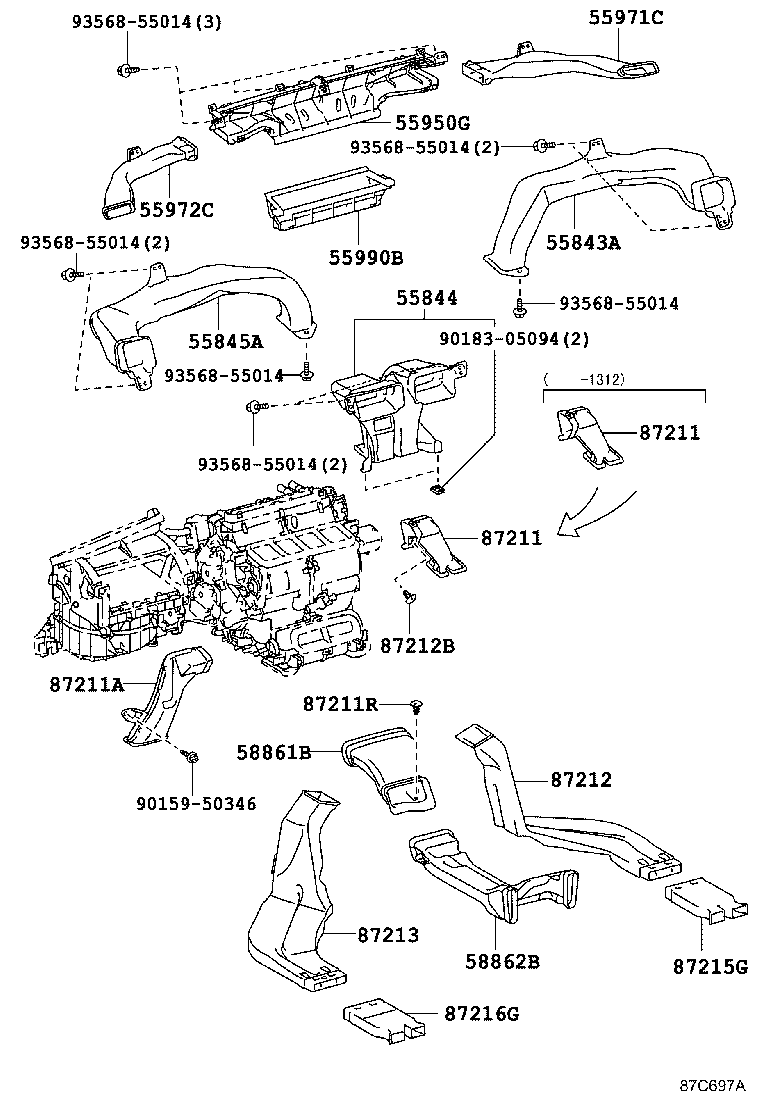 55844-22180 DUCT, HEATER TO REGISTER, NO.2 product image