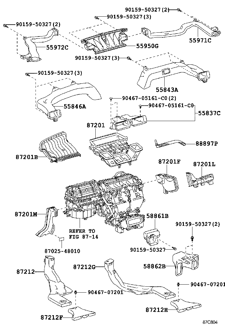 55837-48060 DUCT, HEATER TO REGISTER CENTER SUB product image