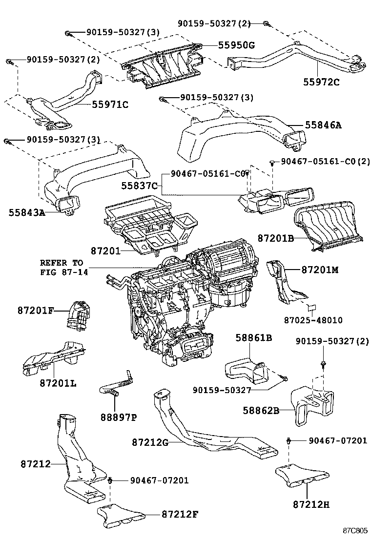 55837-48060 DUCT, HEATER TO REGISTER CENTER SUB product image