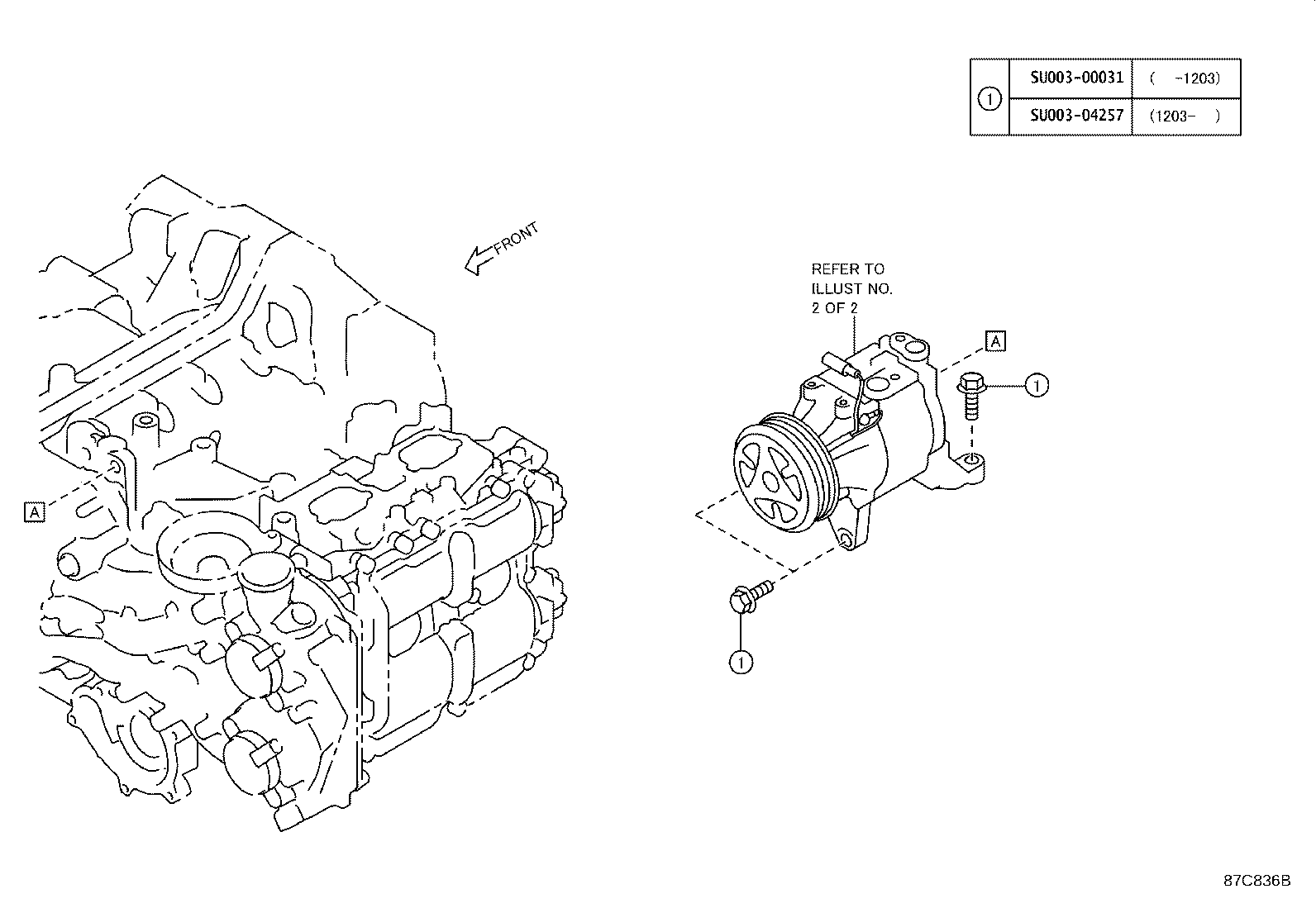 Toyota SU003-07255 COMPRESSOR, W/MAGNET CLUTCH