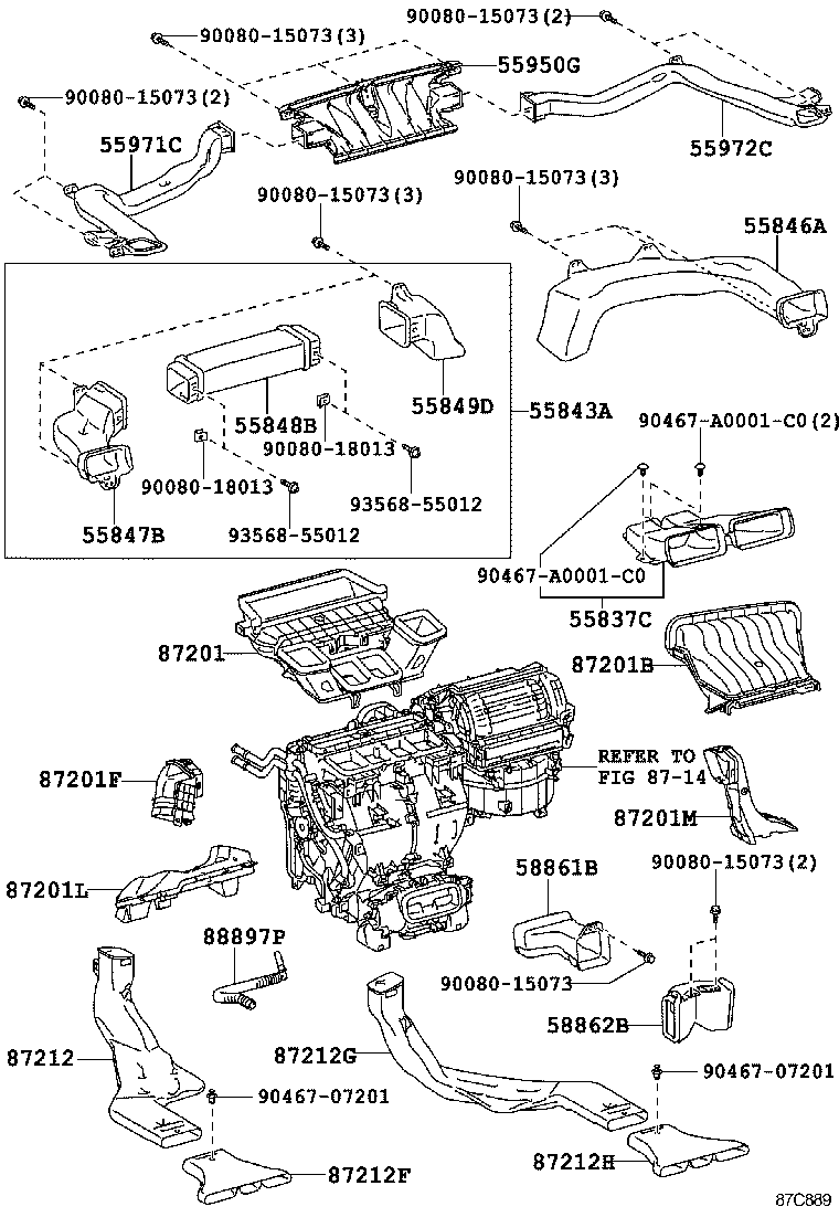 55847-0E010 DUCT, HEATER TO REGISTER, NO.5 product image