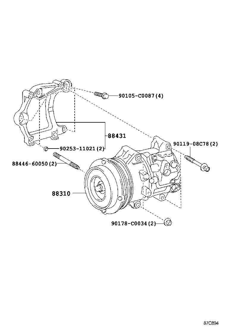 12502-0V050 BRACKET, COMPRESSOR MOUNTING, NO.1 product image