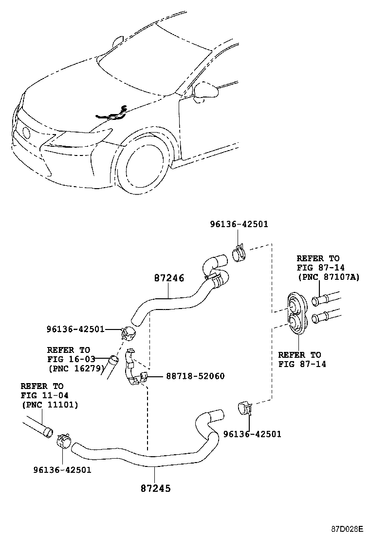 87245-33800 HOSE, HEATER WATER, OUTLET A product image