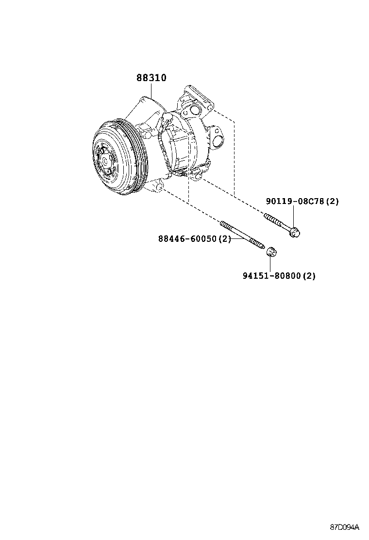 88310-12A70 COMPRESSOR ASSY, W/PULLEY product image