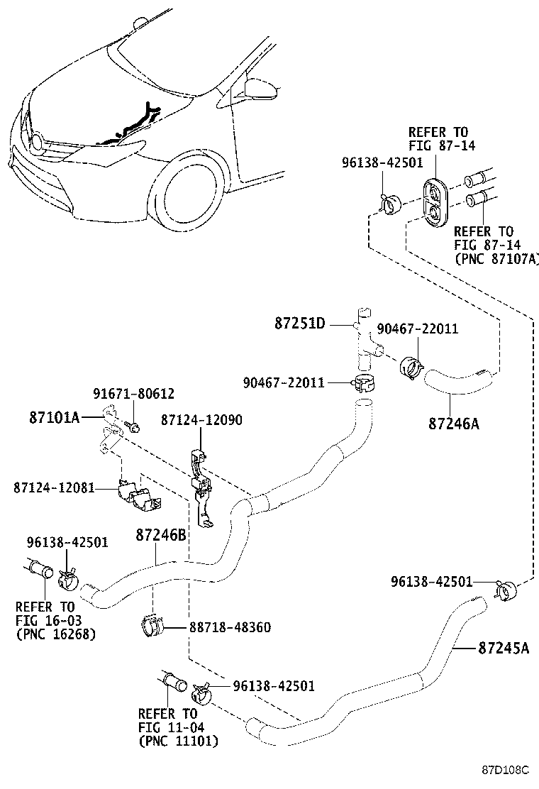 87209-12503 HOSE, HEATER WATER, OUTLET A product image