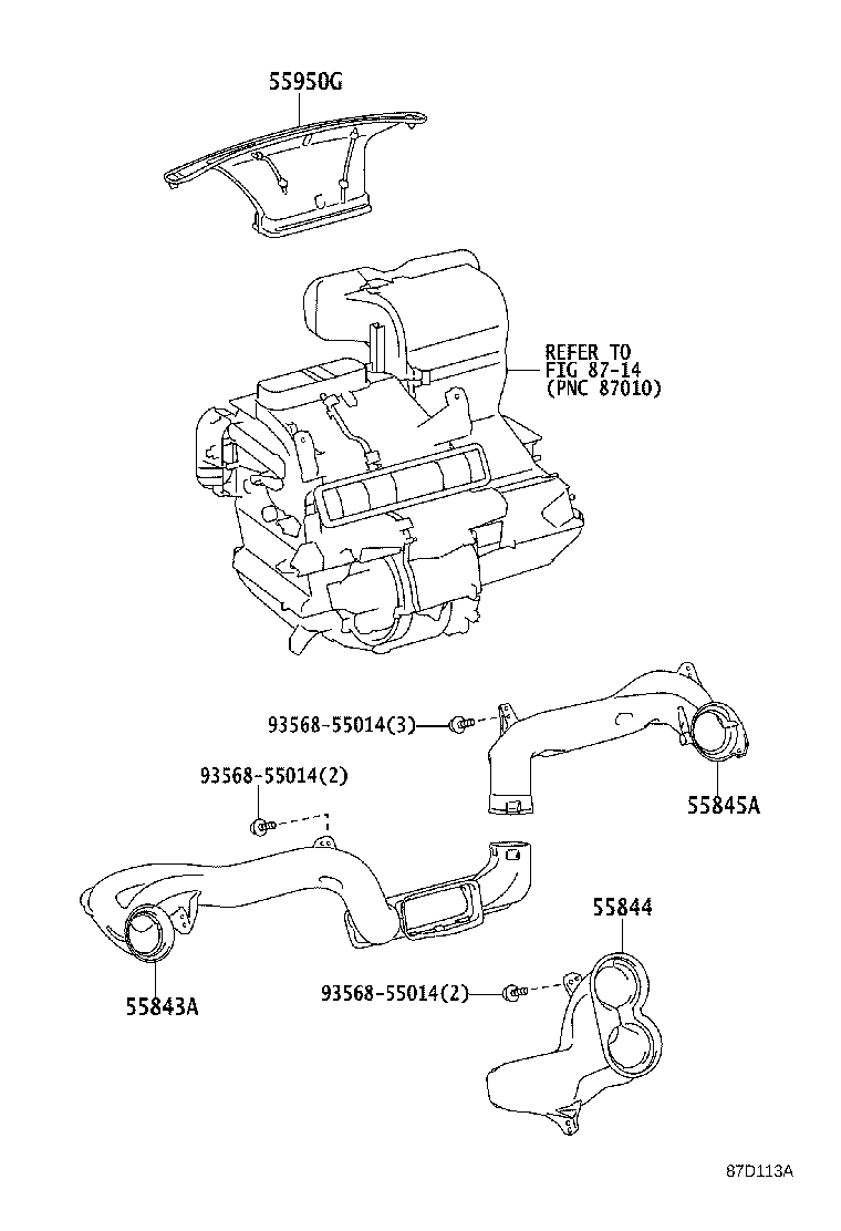 55844-0D170 DUCT, HEATER TO REGISTER, NO.2 product image