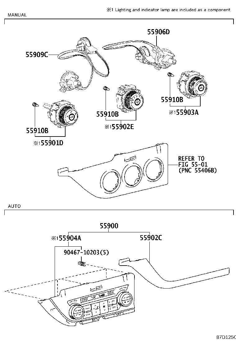 55901-12240 CONTROL SUB-ASSY, HEATER, NO.1 product image