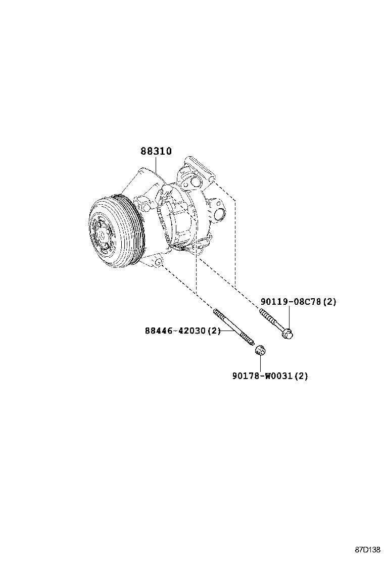 88310-02820 COMPRESSOR ASSY, W/PULLEY product image