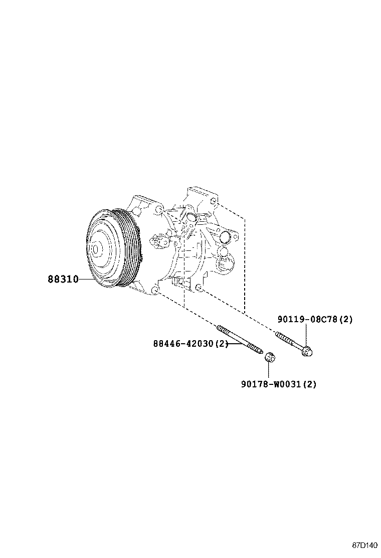 88310-02820 COMPRESSOR ASSY, W/PULLEY product image