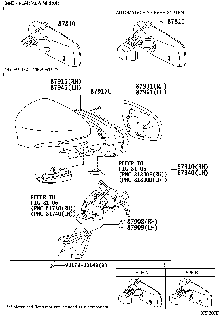 87810-0WD50 MIRROR ASSY, INNER REAR VIEW product image
