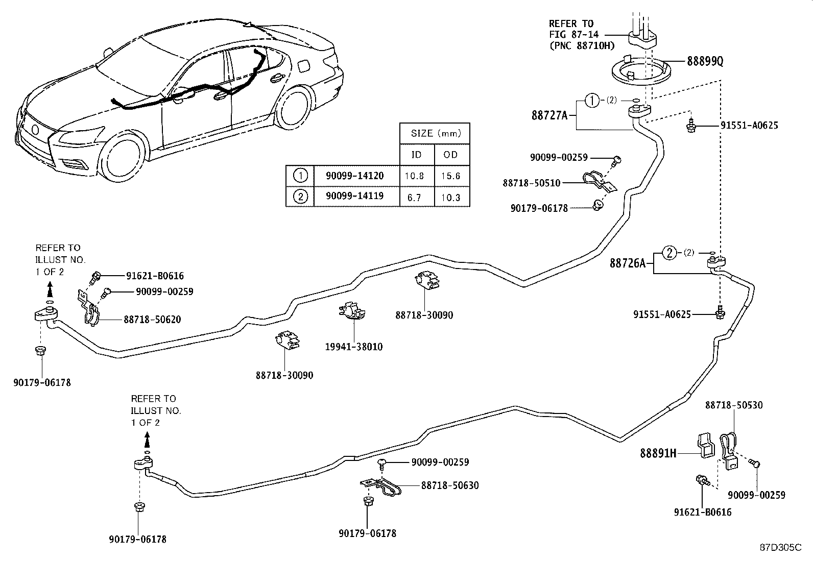 Toyota 88703-50070 HOSE SUB-ASSY, DISCHARGE