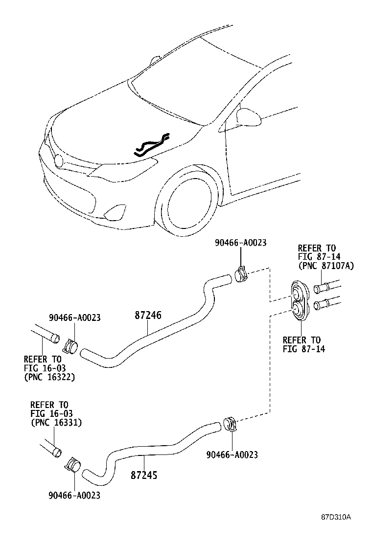 87245-07140 HOSE, HEATER WATER, OUTLET product image