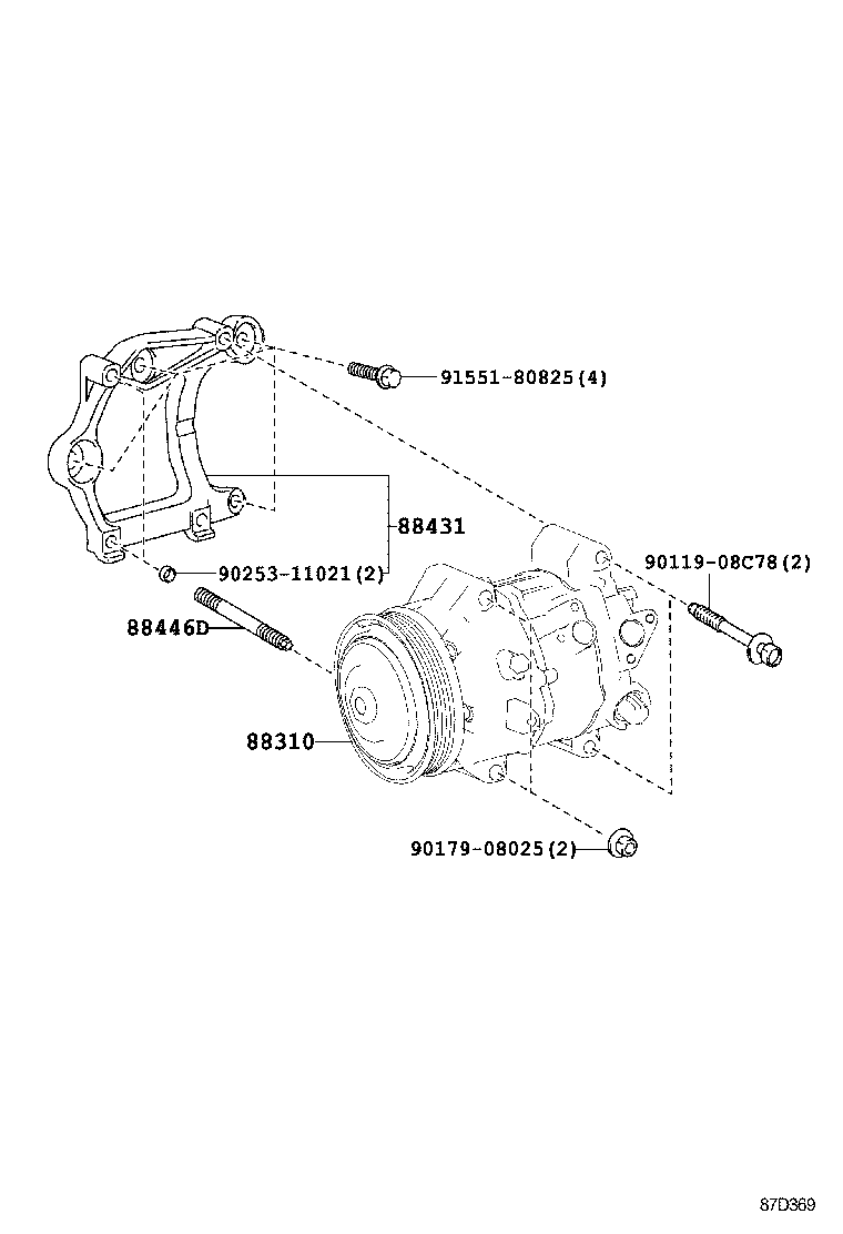 88310-42540 COMPRESSOR ASSY, W/PULLEY product image