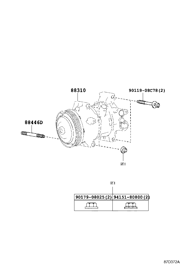 88310-42540 COMPRESSOR ASSY, W/PULLEY product image