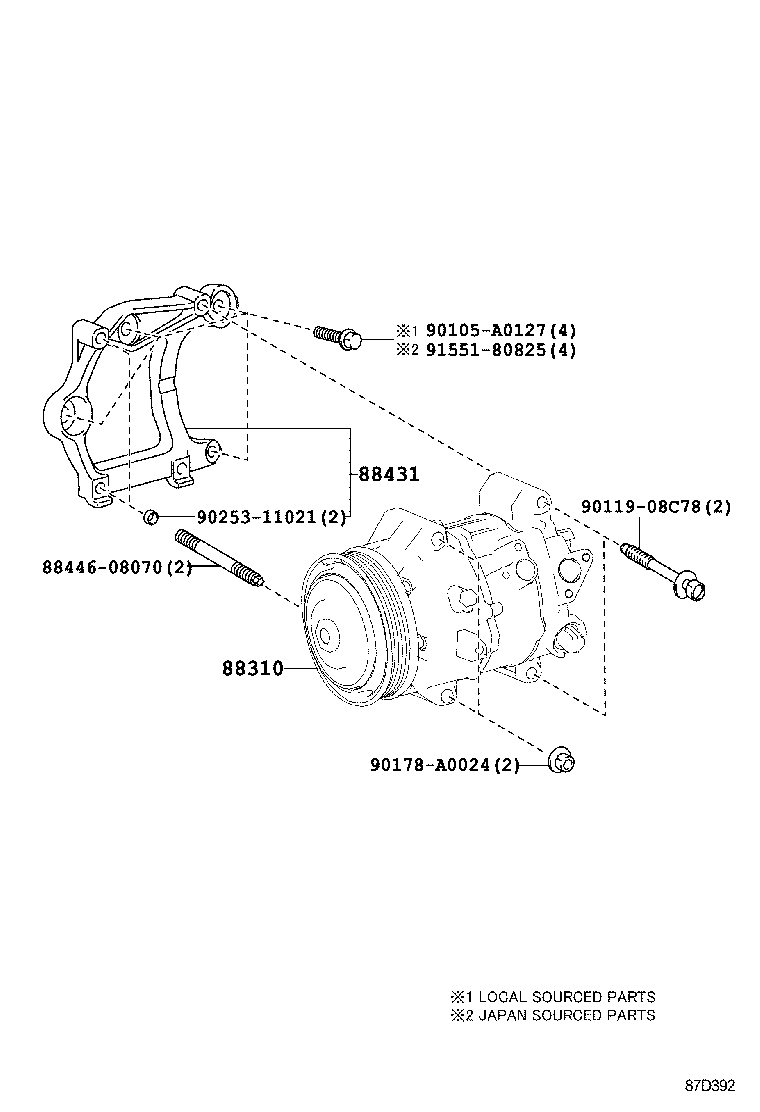 88310-0R040 COMPRESSOR ASSY, W/PULLEY product image