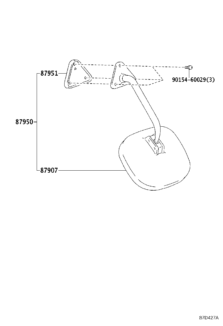 87902-0S020 ARM SUB-ASSY, OUTER REAR VIEW MIRROR, RH product image