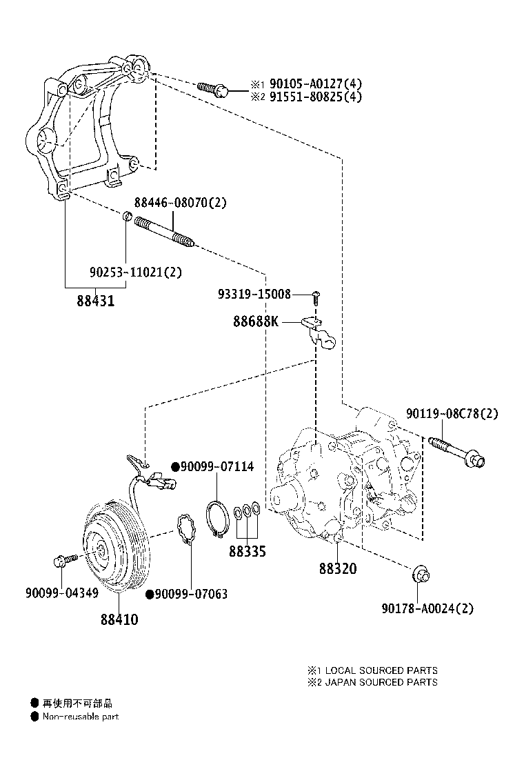 Toyota 88310-0R040 COMPRESSOR ASSY, W/PULLEY