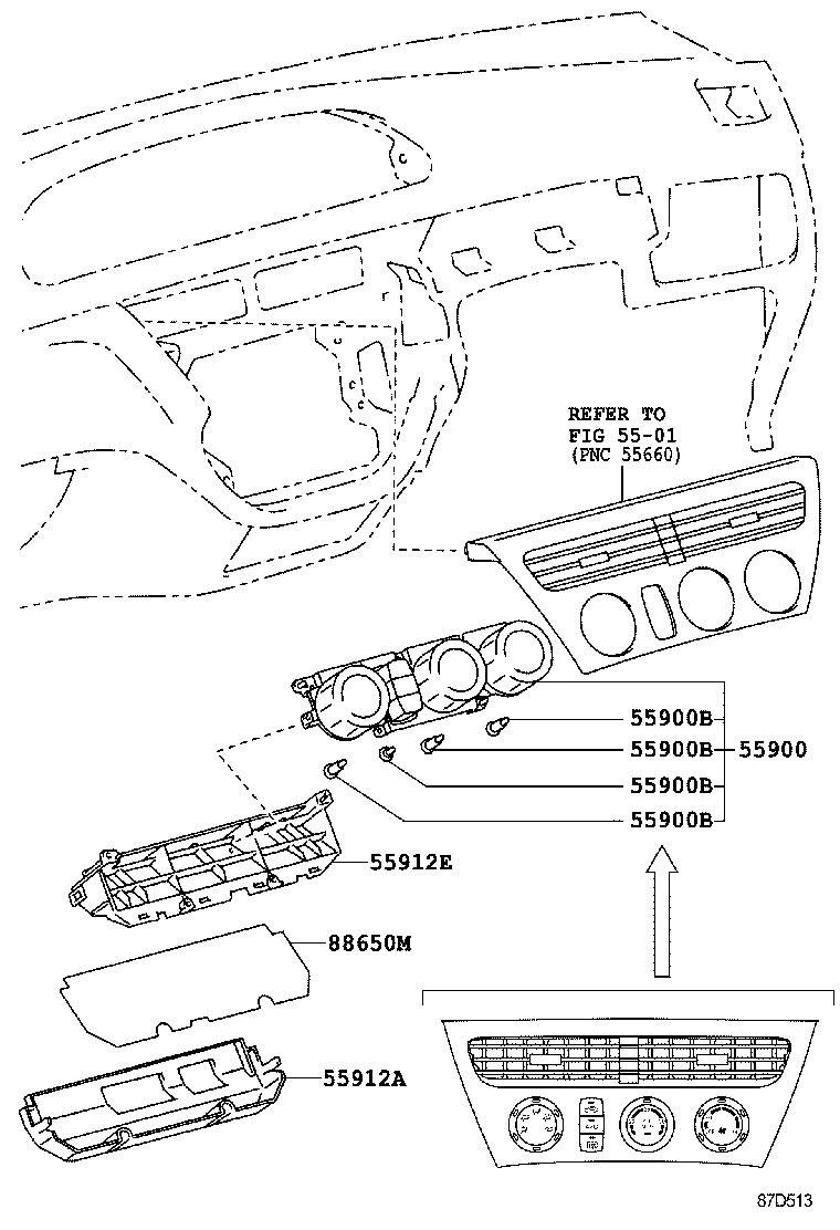 55900-32480 CONTROL ASSY, AIR CONDITIONER product image