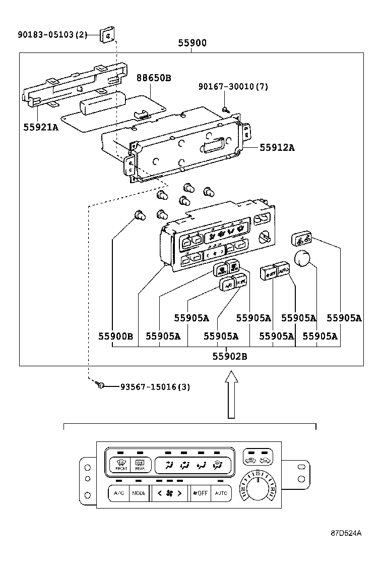 55900-2B280 CONTROL ASSY, AIR CONDITIONER product image