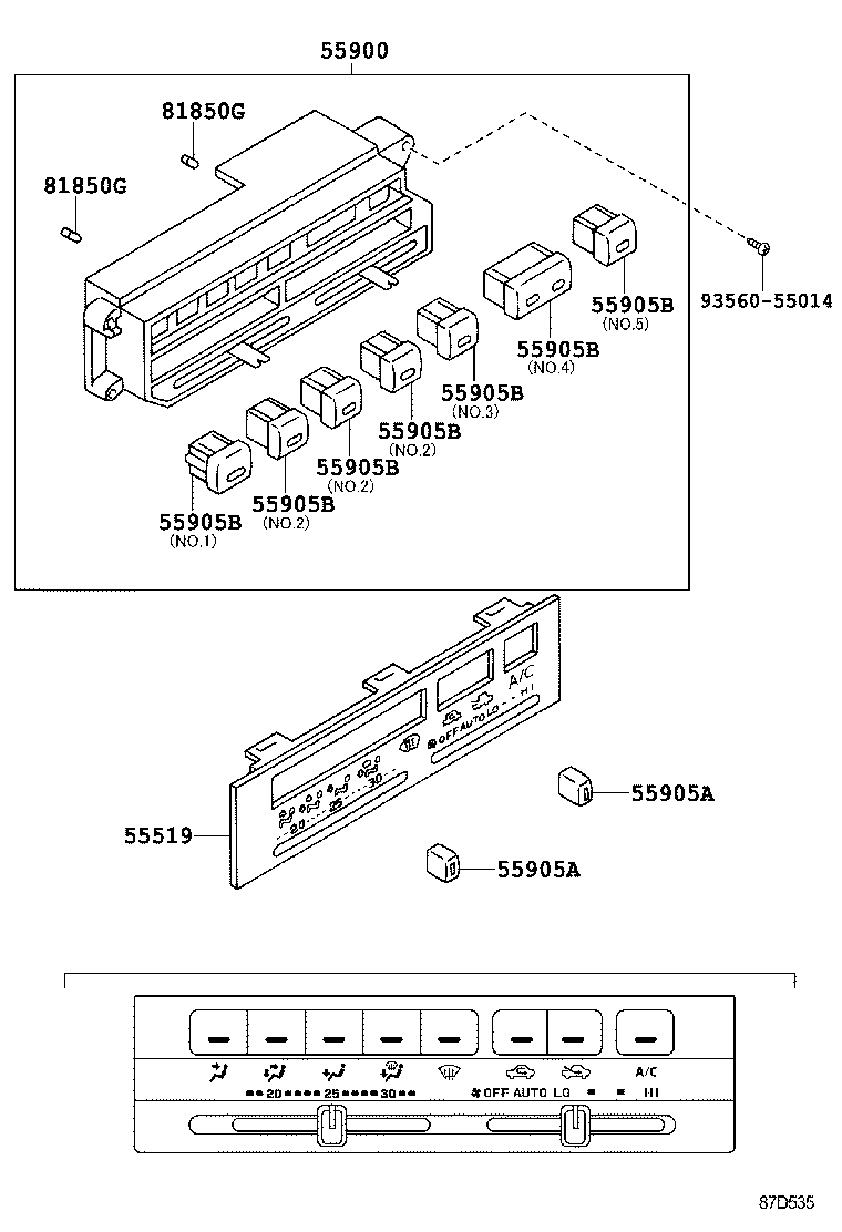 55519-35320 PLATE, HEATER CONTROL NAME product image
