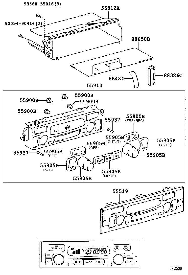 55519-35320 PLATE, HEATER CONTROL NAME product image