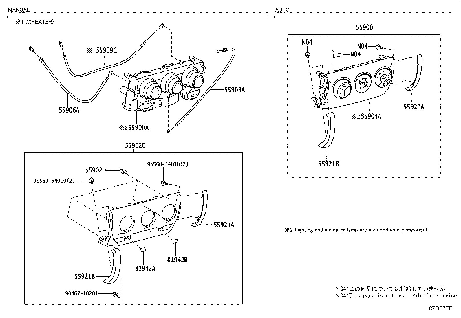 Toyota 55900-0DA60 CONTROL & ACCESSORY ASSY, HEATER