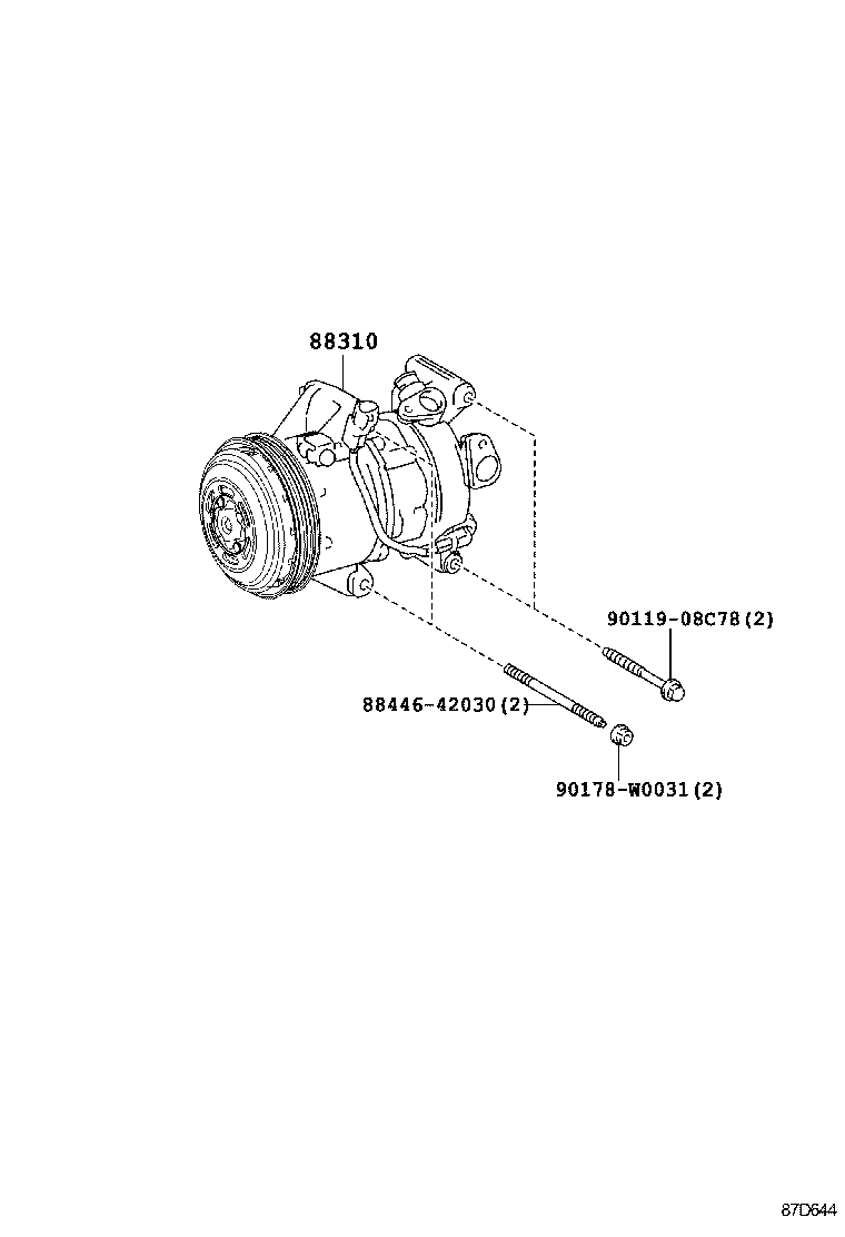 88310-02810 COMPRESSOR ASSY, W/PULLEY product image