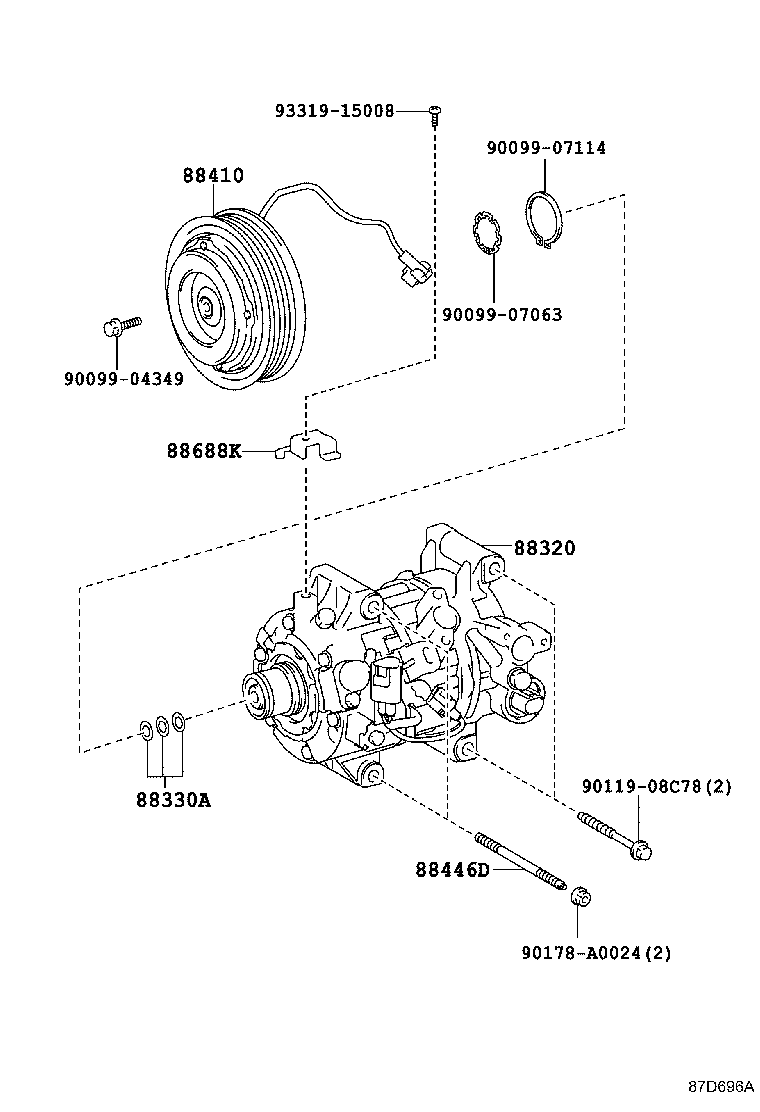 Toyota 88320-0Z080 COMPRESSOR ASSY, COOLER