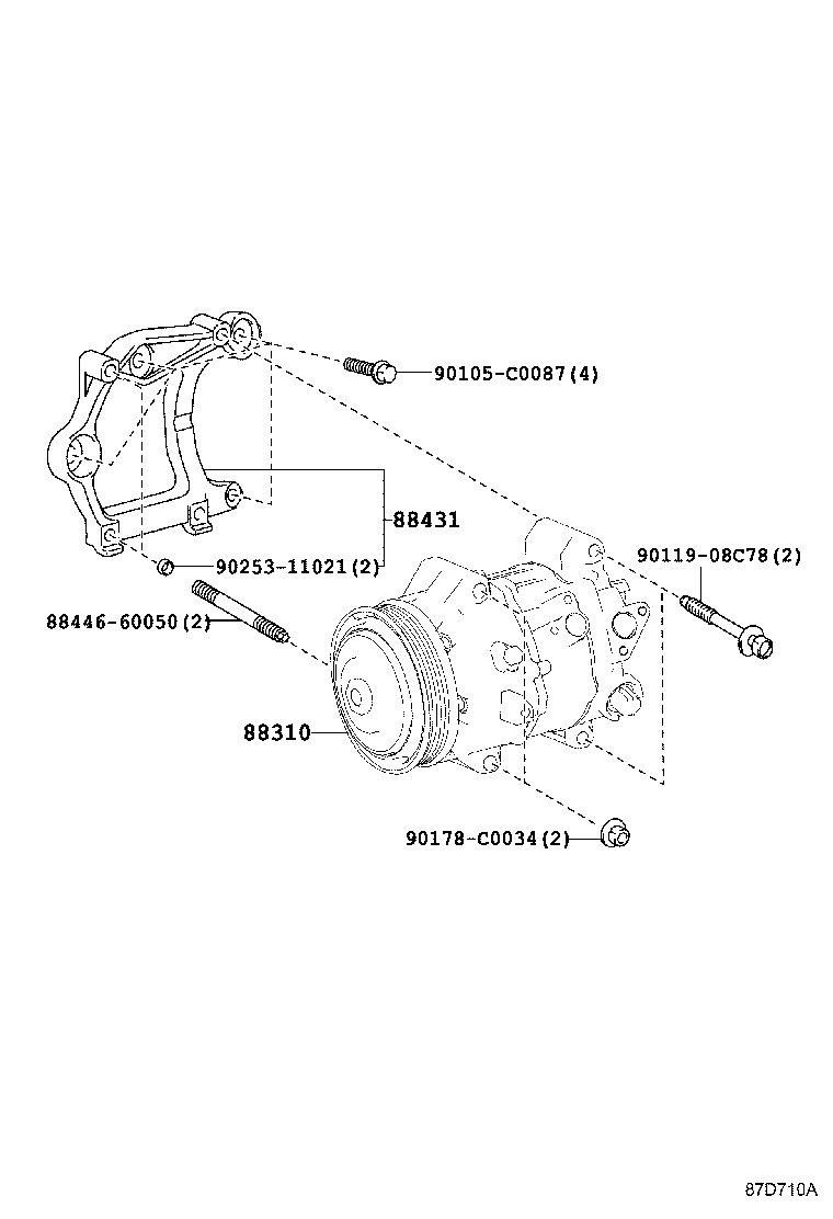 88310-0R070 COMPRESSOR ASSY, W/PULLEY product image