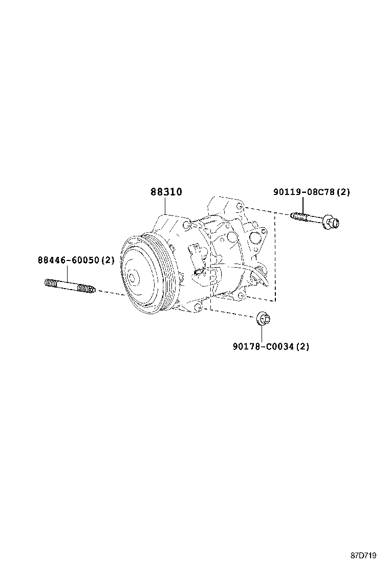 88310-0R070 COMPRESSOR ASSY, W/PULLEY product image