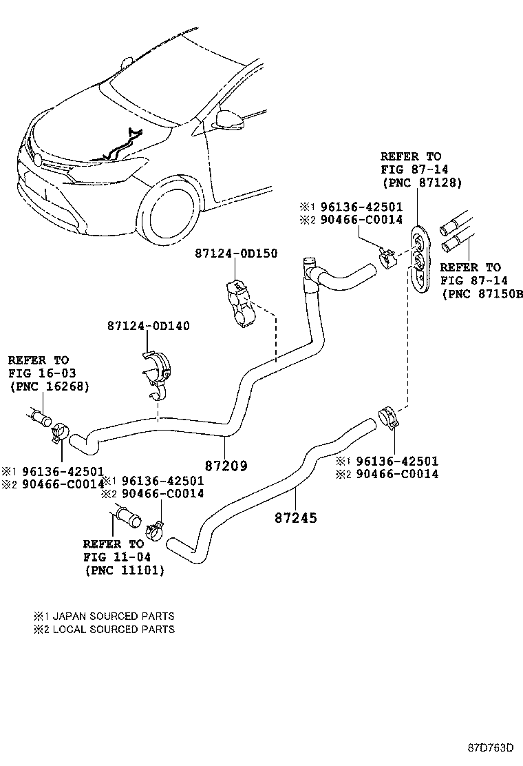 87245-0D640 HOSE, HEATER WATER, INLET product image