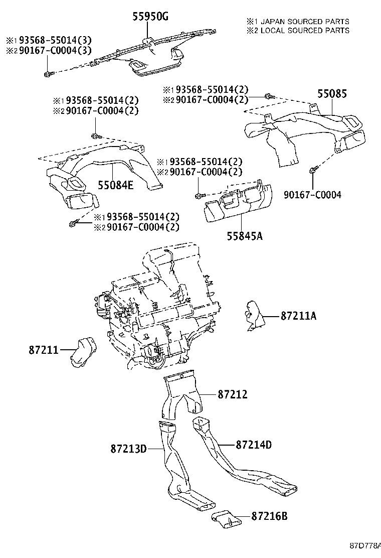55085-0D030 DUCT SUB-ASSY, HEATER TO REGISTER, NO.2 product image