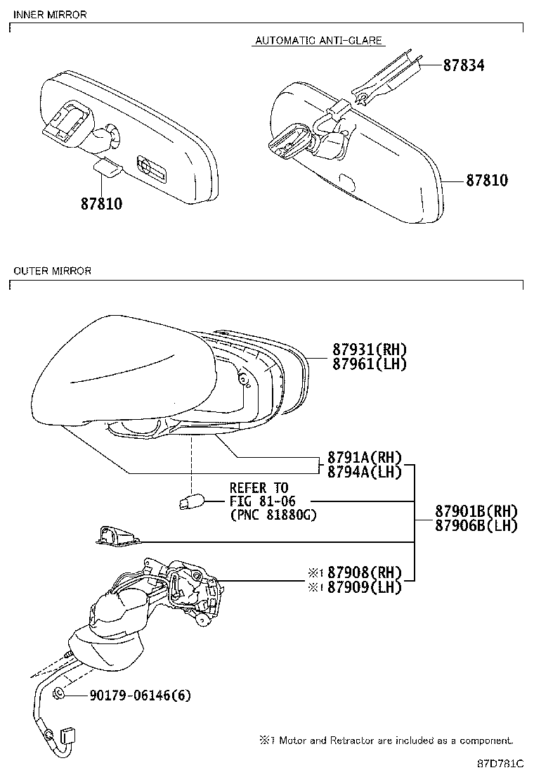 87931-53430 OUTER MIRROR, RH product image