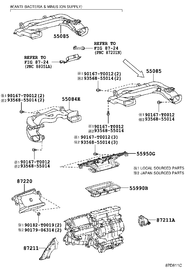 55084-02490 DUCT SUB-ASSY, HEATER TO REGISTER, NO.2 product image