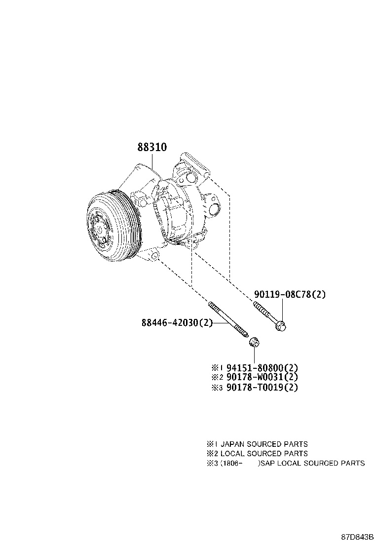 88310-02880 COMPRESSOR ASSY, W/PULLEY product image