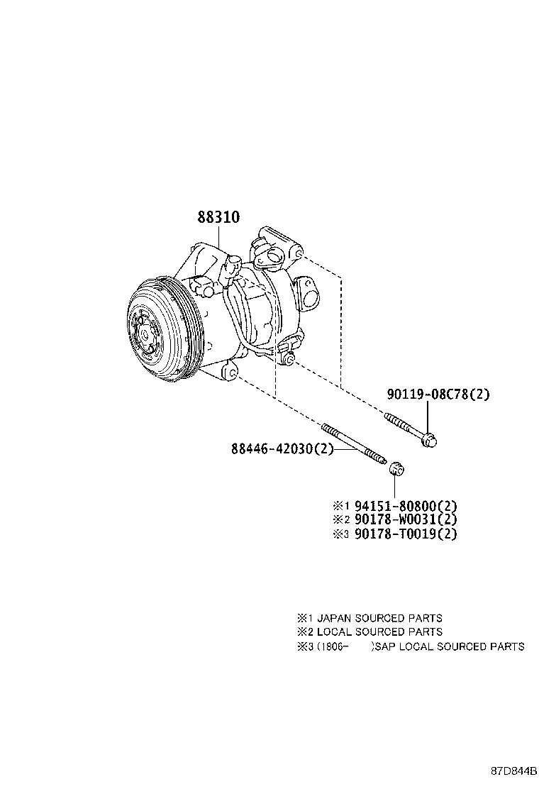 88310-02880 COMPRESSOR ASSY, W/PULLEY product image