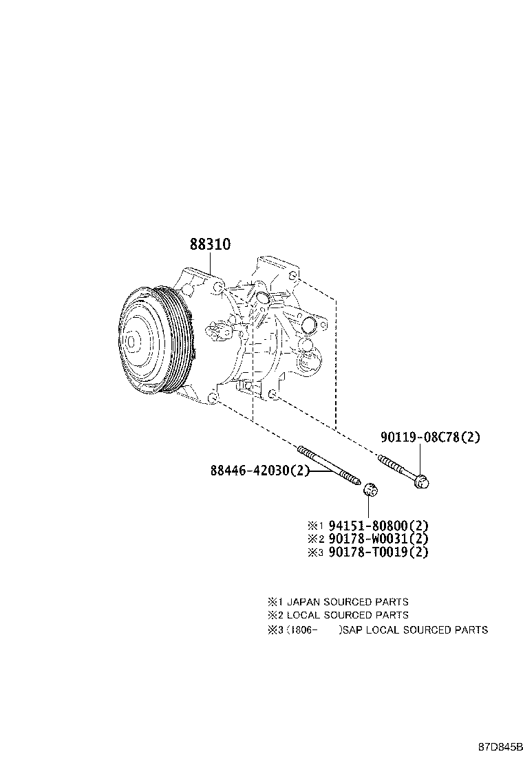 88310-02880 COMPRESSOR ASSY, W/PULLEY product image