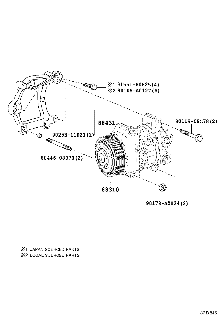 12502-0V040 BRACKET, COMPRESSOR MOUNTING, NO.1 product image