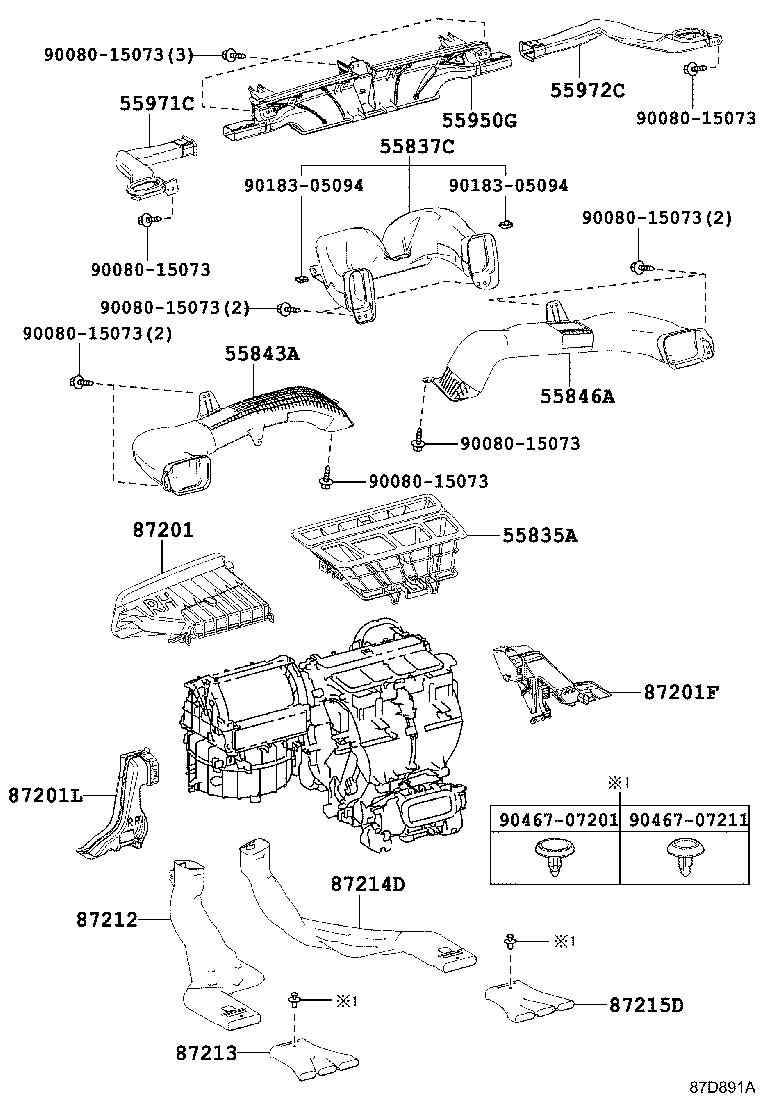 87201-07100 DUCT SUB-ASSY, AIR, NO.3 product image
