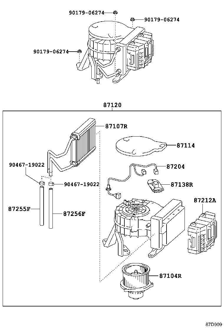 87104-26130 MOTOR SUB-ASSY, REAR HEATER BLOWER product image