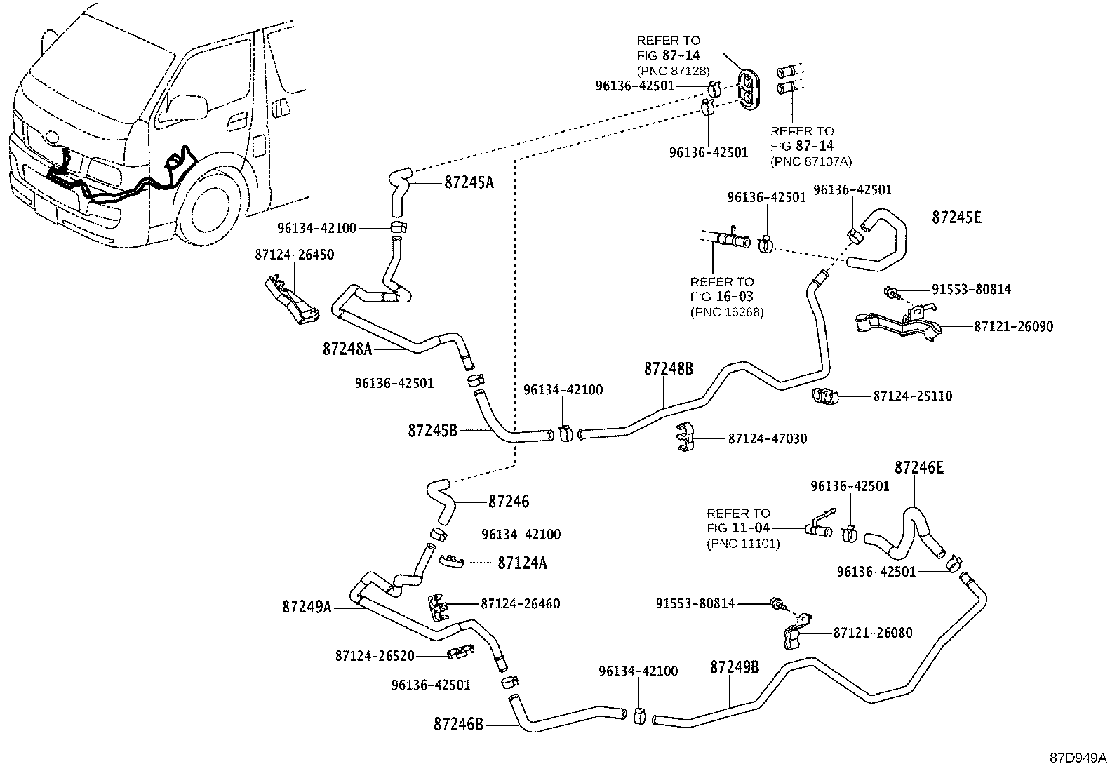 87245-26K10 HOSE, HEATER WATER, INLET E product image