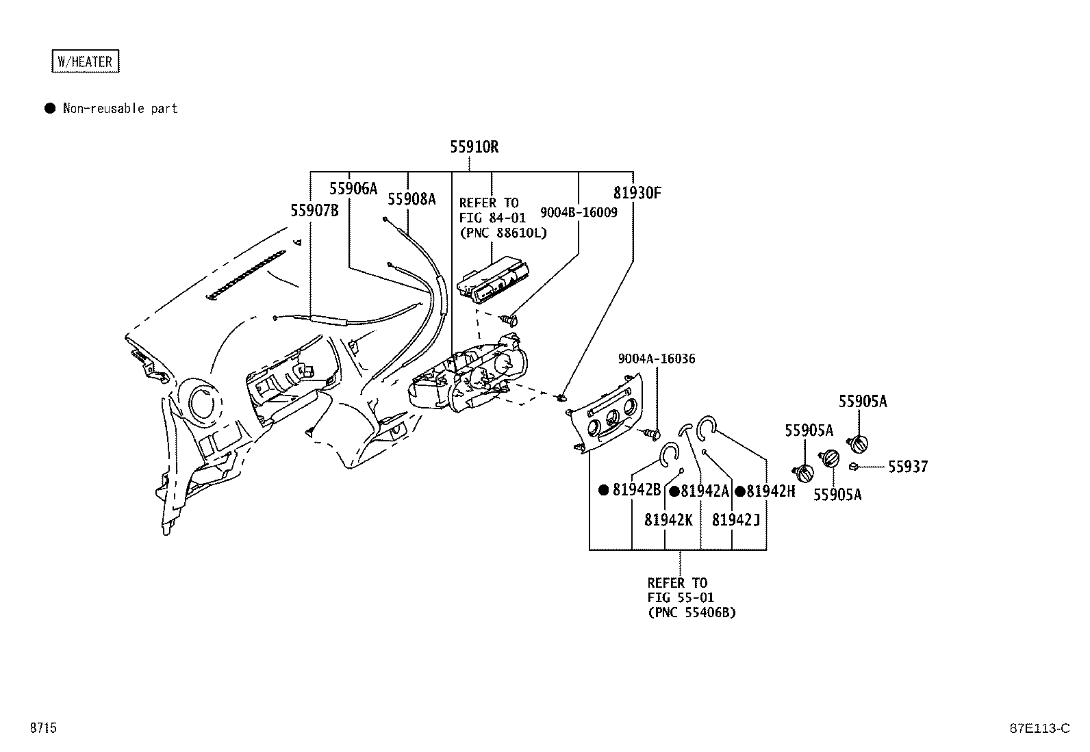55907-BZ040 CABLE SUB-ASSY, TEMPERATURE DAMPER CONTROL product image