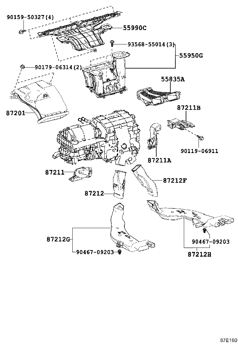 55835-28120 DUCT, HEATER TO REGISTER, CENTER product image