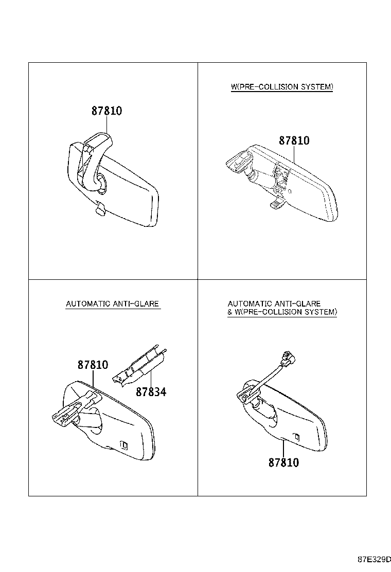 87810-0D100 MIRROR ASSY, INNER REAR VIEW product image