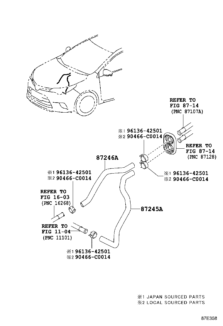 87245-02Q70 HOSE, HEATER WATER, OUTLET A product image