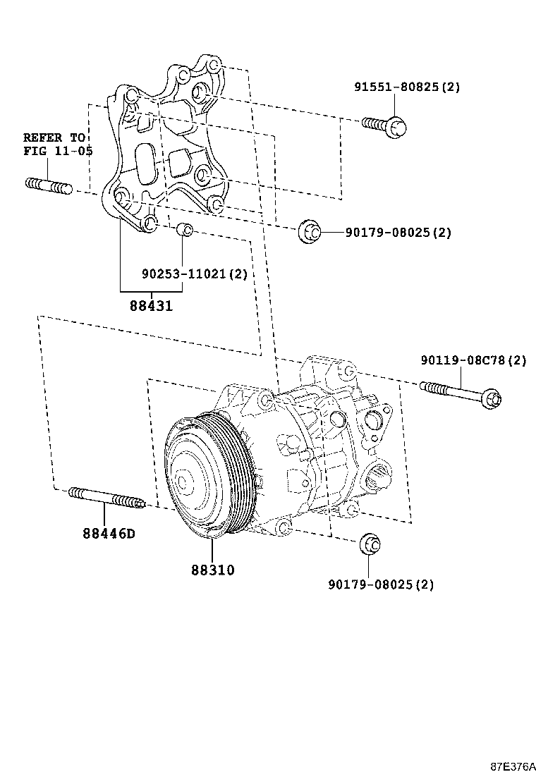 Toyota 88310-78010 COMPRESSOR ASSY, W/PULLEY