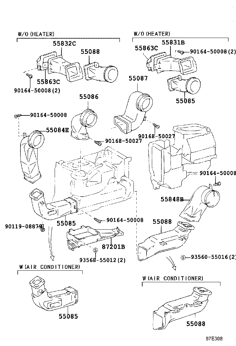 55834-60020 CONNECTOR, INSTRUMENT PANEL REGISTER, NO.2 product image