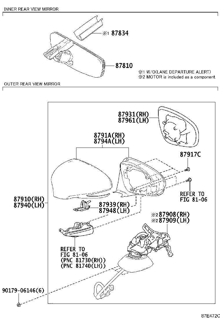 87810-0WW60 MIRROR ASSY, INNER REAR VIEW product image