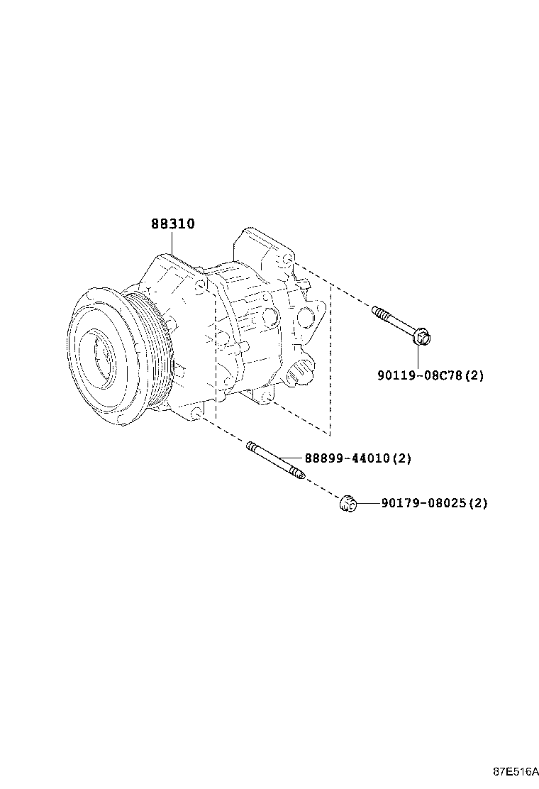 Toyota 88310-24210 COMPRESSOR ASSY, W/PULLEY